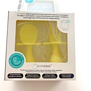 Grabease Ergonomic Baby & Toddler Self Feeding Utensil Set 6m+ -Yellow-